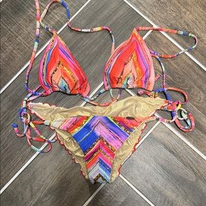 Luli Fama Multicolor and Gold Bikini